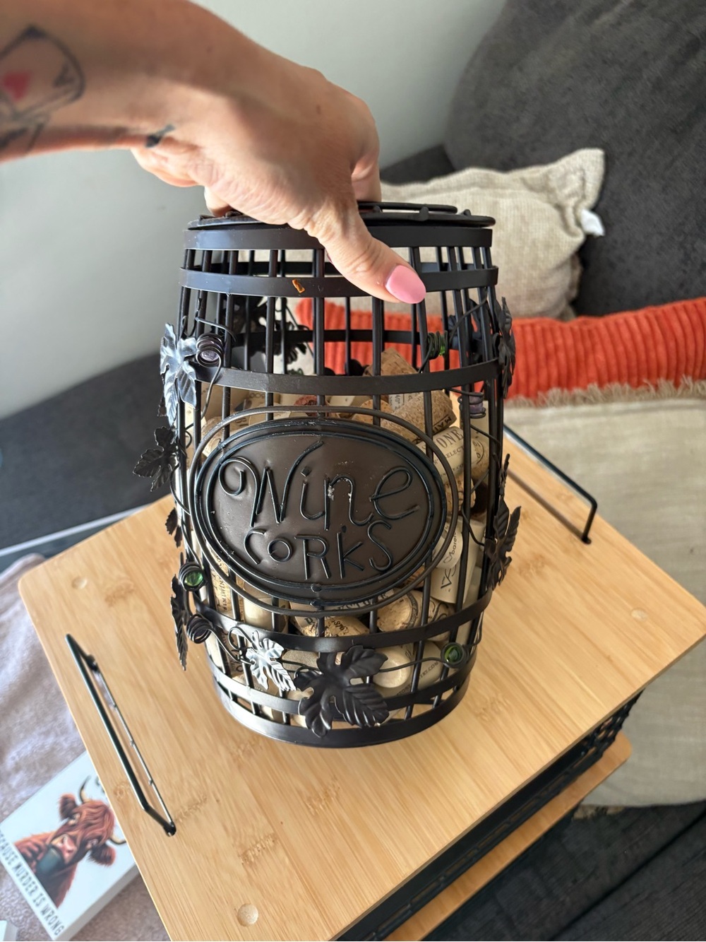 Decorative Black Metal 'Wine Corks' Holder Lantern